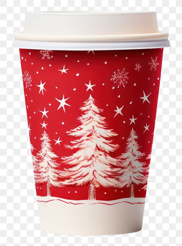 PNG  Christmas paper coffee cup christmas mug white background. AI generated Image by rawpixel.
