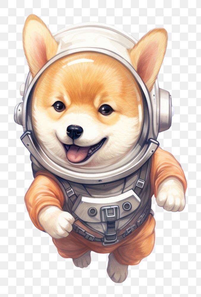 PNG Illustration Of confidence shiba dog astronaut mammal animal cute. AI generated Image by rawpixel.