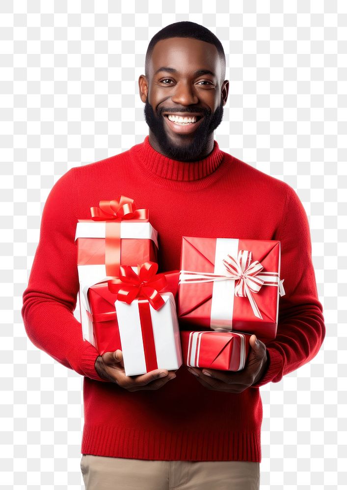 PNG Christmas sweater holding gift. AI generated Image by rawpixel.