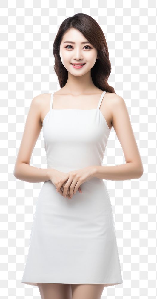PNG  A Beautiful young asian woman with clean fresh skin standing fashion dress. AI generated Image by rawpixel.