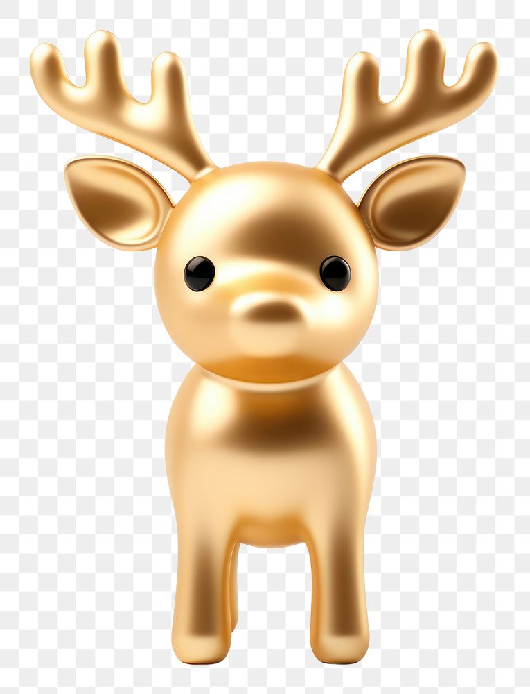 PNG  Gold Reindeer figurine mammal animal. AI generated Image by rawpixel.