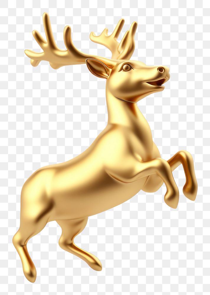 PNG  Gold Reindeer gold wildlife animal. AI generated Image by rawpixel.