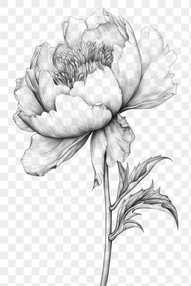 PNG Peony flower drawing sketch white