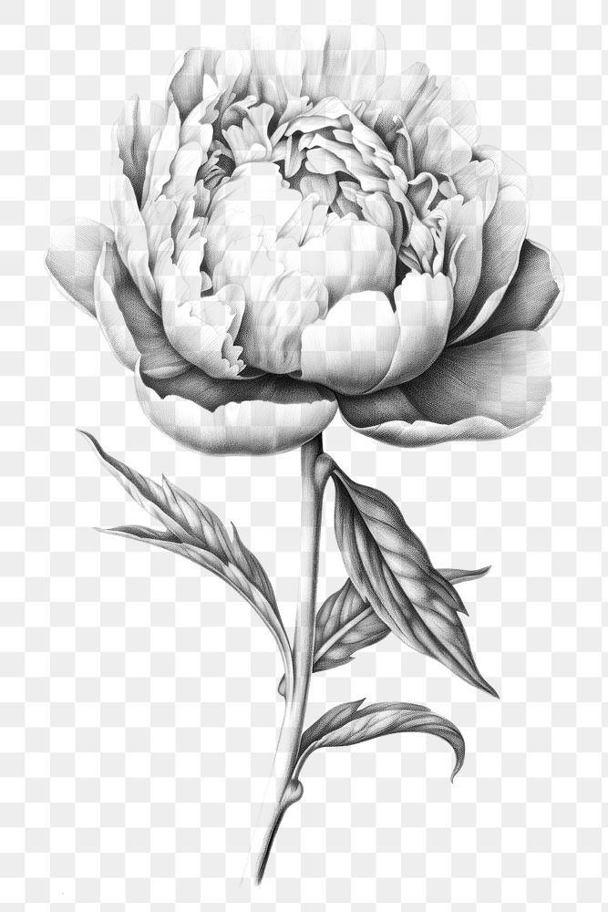 PNG Peony flower drawing sketch plant. 