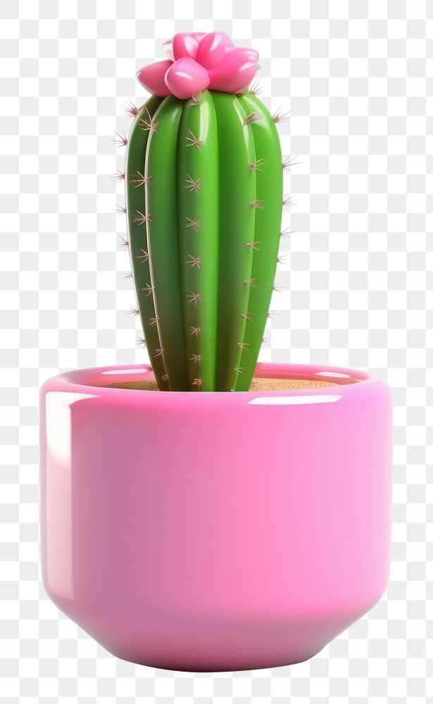 PNG  Cactus plant flower pink. AI generated Image by rawpixel.