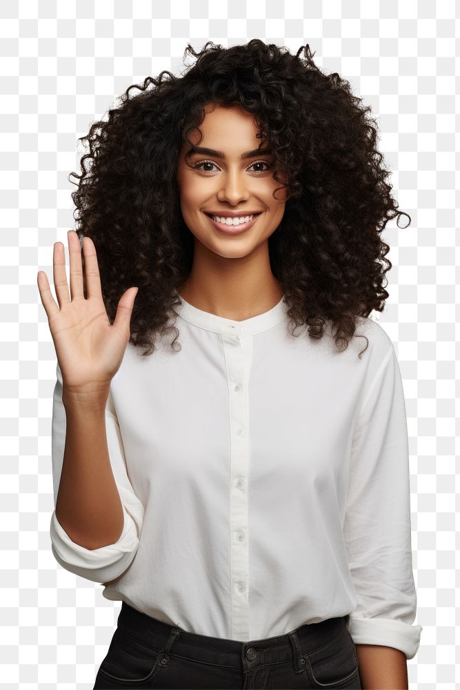 PNG Mixed raced woman portrait blouse smile. AI generated Image by rawpixel.