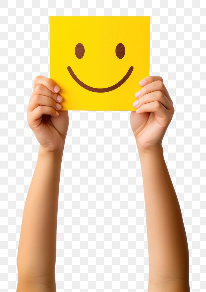 PNG Smile face paper yellow hand. AI generated Image by rawpixel.