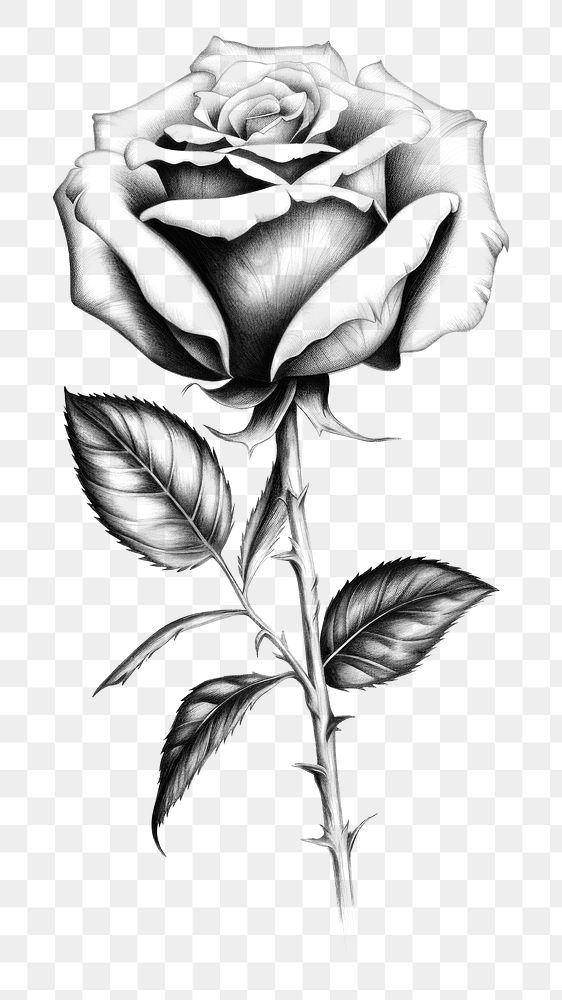 PNG Vintage rose flower drawing sketch plant. AI generated Image by rawpixel.