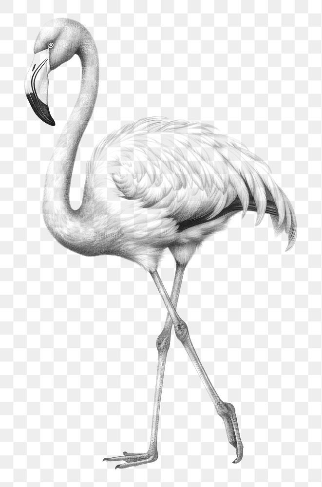 PNG Flamingo drawing animal sketch. AI generated Image by rawpixel.
