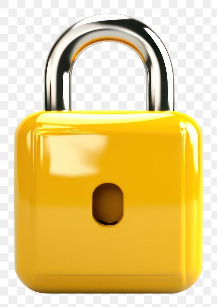PNG  Lock yellow white background protection. AI generated Image by rawpixel.