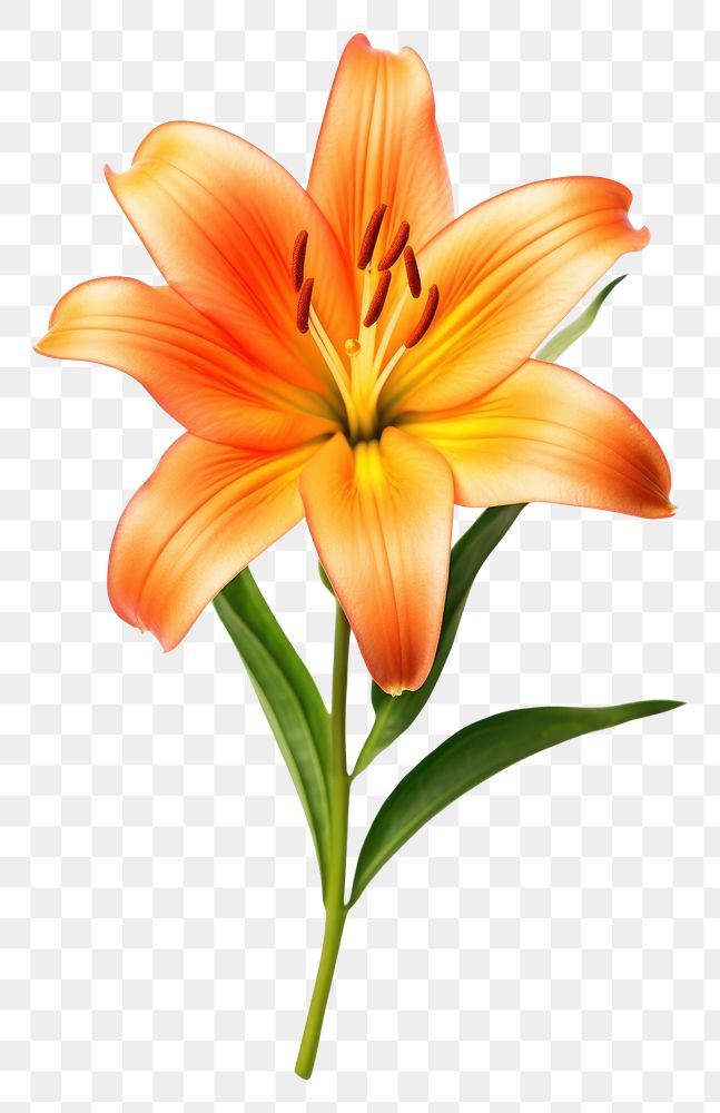PNG Orange lily flower petal plant. AI generated Image by rawpixel.