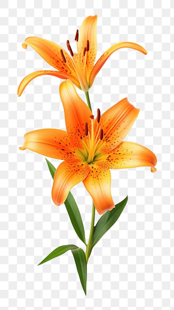 PNG Orange lily flower plant white background. AI generated Image by rawpixel.