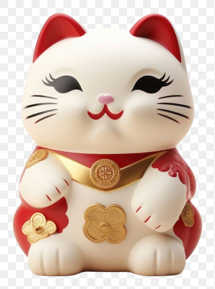 PNG  Lucky cat japan style figurine white toy. AI generated Image by rawpixel.