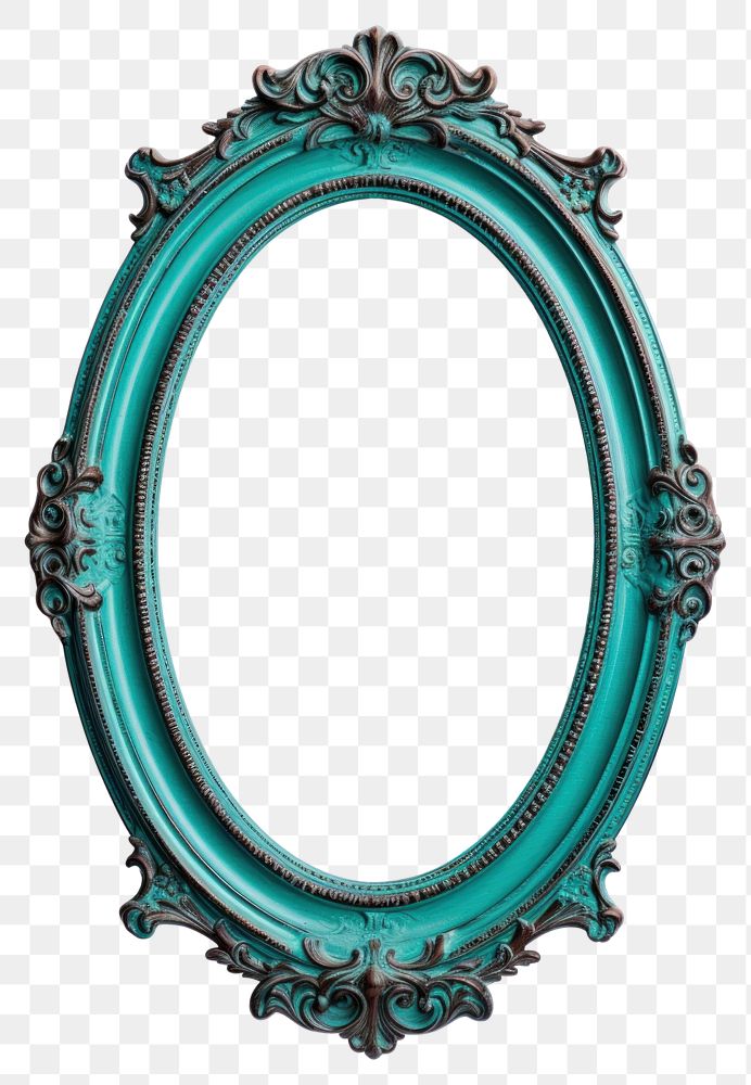 PNG  Oval Turquoise frame vintage turquoise photo oval. AI generated Image by rawpixel.