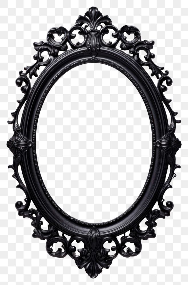 PNG  Oval black mirror photo oval