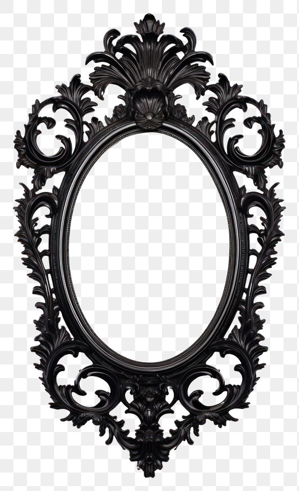 PNG  Oval Rococo black mirror photo oval. AI generated Image by rawpixel.