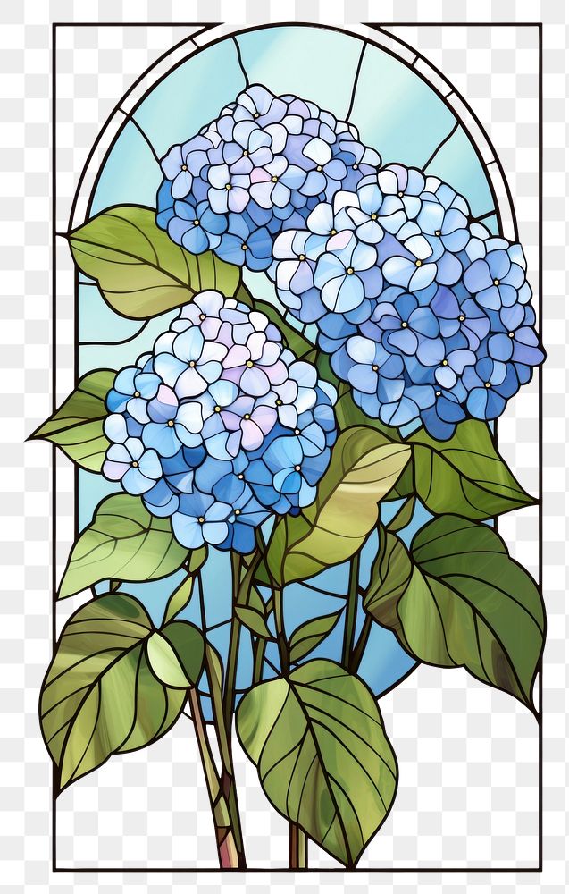 PNG  Glass Hydrangea hydrangea art stained glass. AI generated Image by rawpixel.