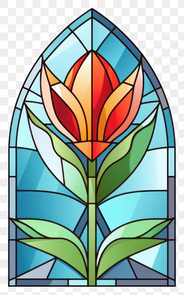 PNG  Glass Tulip tulip art stained glass. AI generated Image by rawpixel.