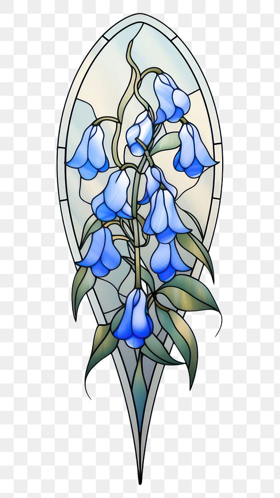 PNG  Glass bluebells flower plant art. AI generated Image by rawpixel.