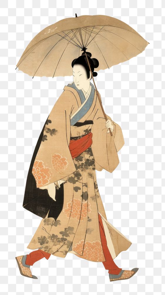 PNG Umbrella painting fashion kimono. AI generated Image by rawpixel.