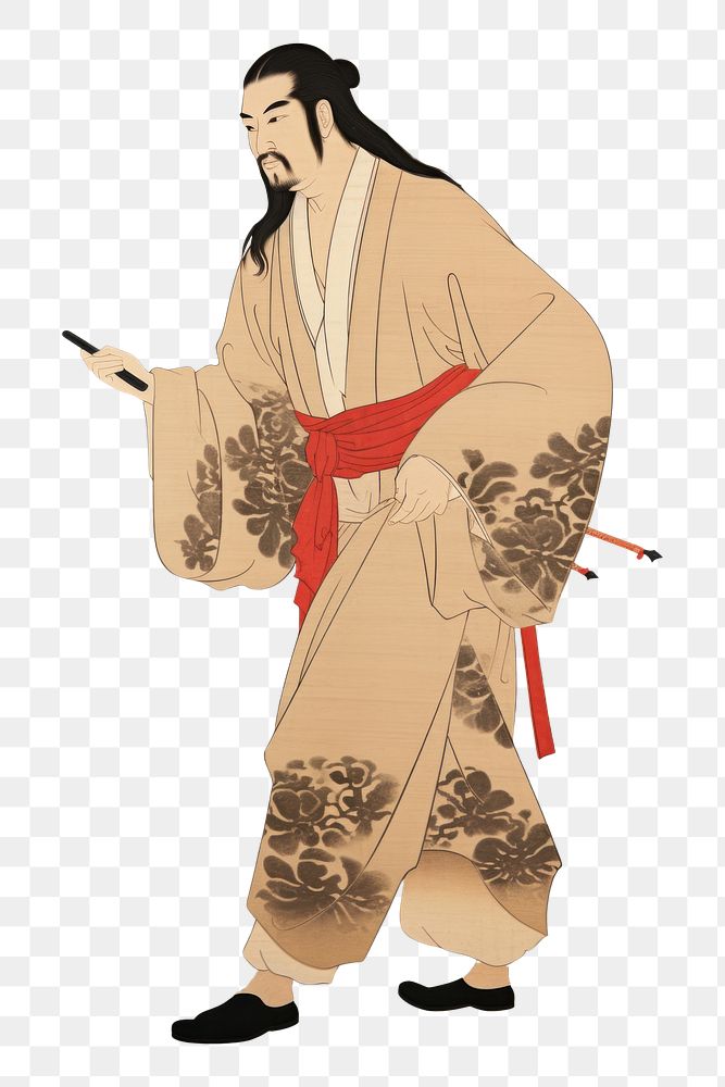 PNG Kimono robe face art. AI generated Image by rawpixel.