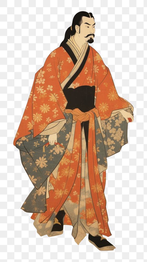 PNG Kimono painting adult robe. AI generated Image by rawpixel.