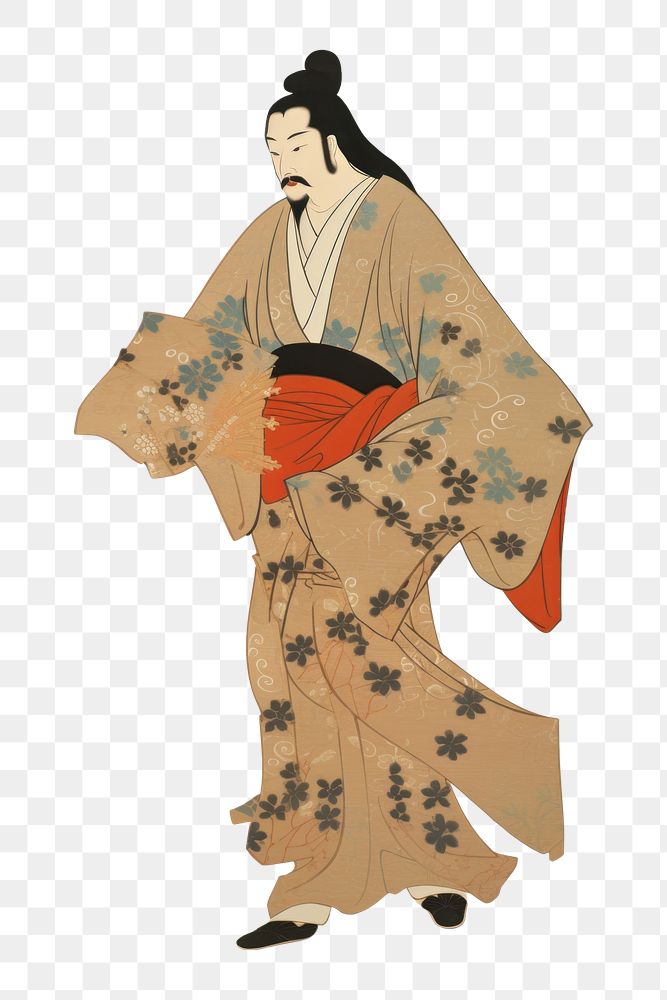 PNG Kimono painting adult robe. AI generated Image by rawpixel.