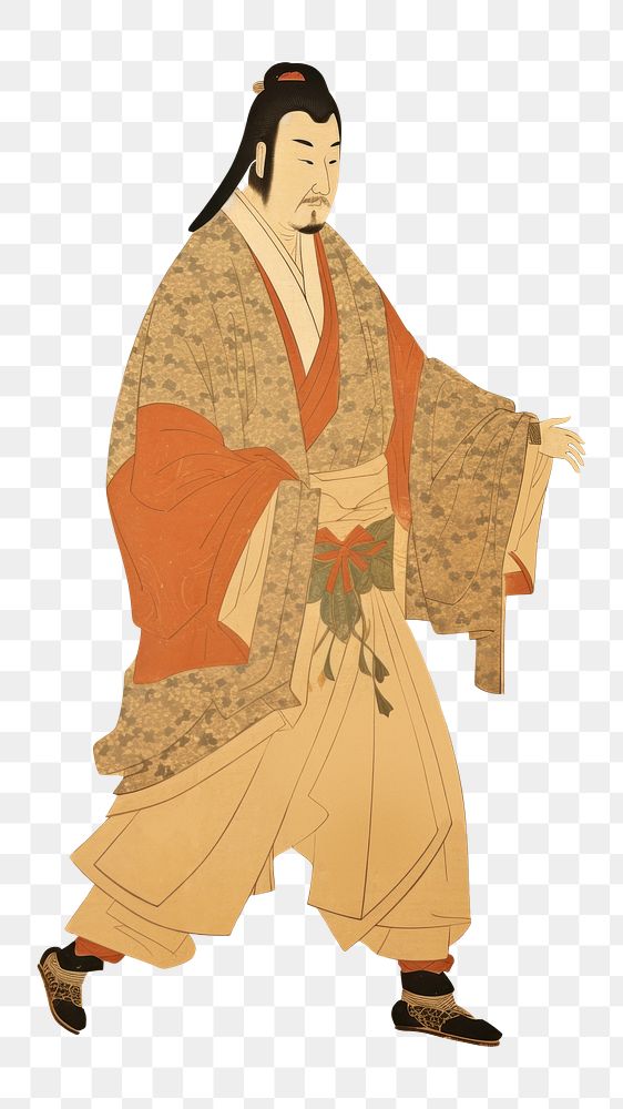 PNG Art painting kimono adult. AI generated Image by rawpixel.