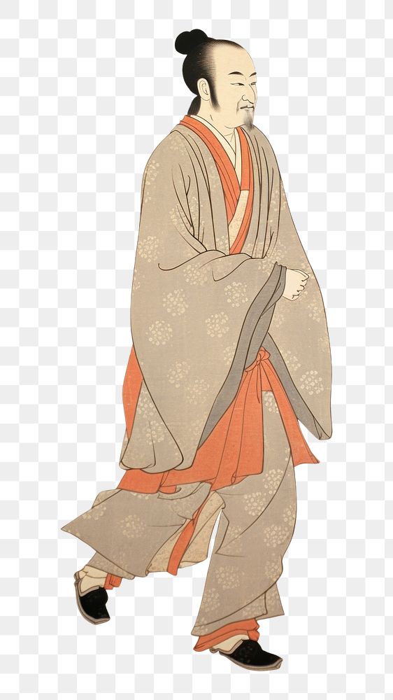 PNG Painting kimono adult robe. AI generated Image by rawpixel.