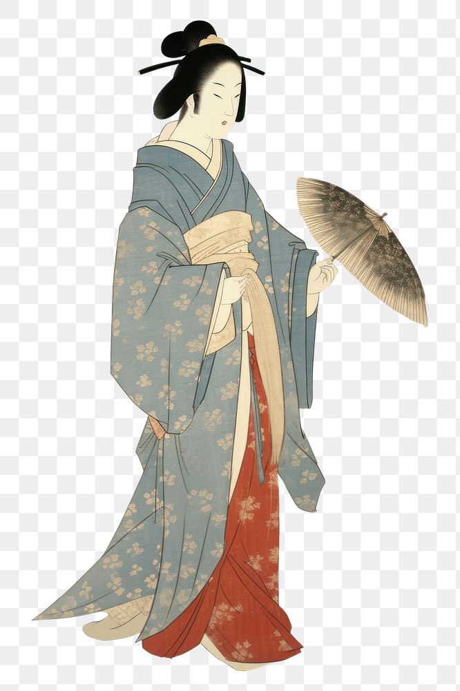 PNG Kimono painting adult woman. AI generated Image by rawpixel.