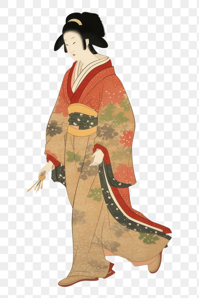 PNG Kimono art painting adult. AI generated Image by rawpixel.