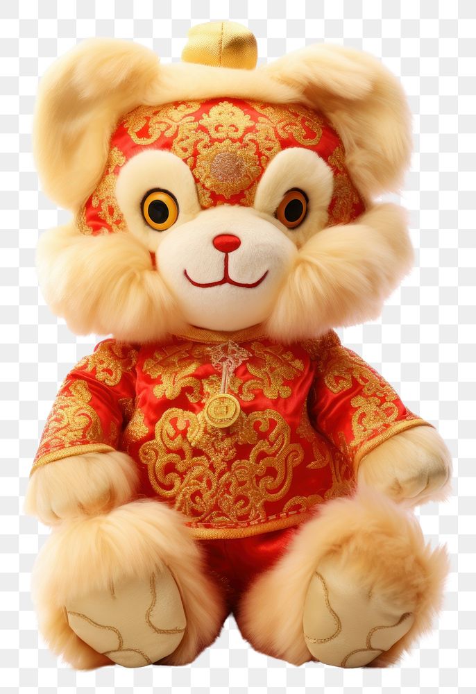 PNG Chinese plush toy gold red chinese new year. AI generated Image by rawpixel.