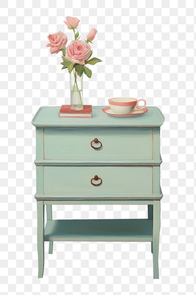 PNG Night stand furniture painting drawer. AI generated Image by rawpixel.