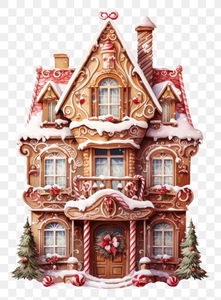 PNG Gingerbread house christmas holiday drawing. AI generated Image by rawpixel.