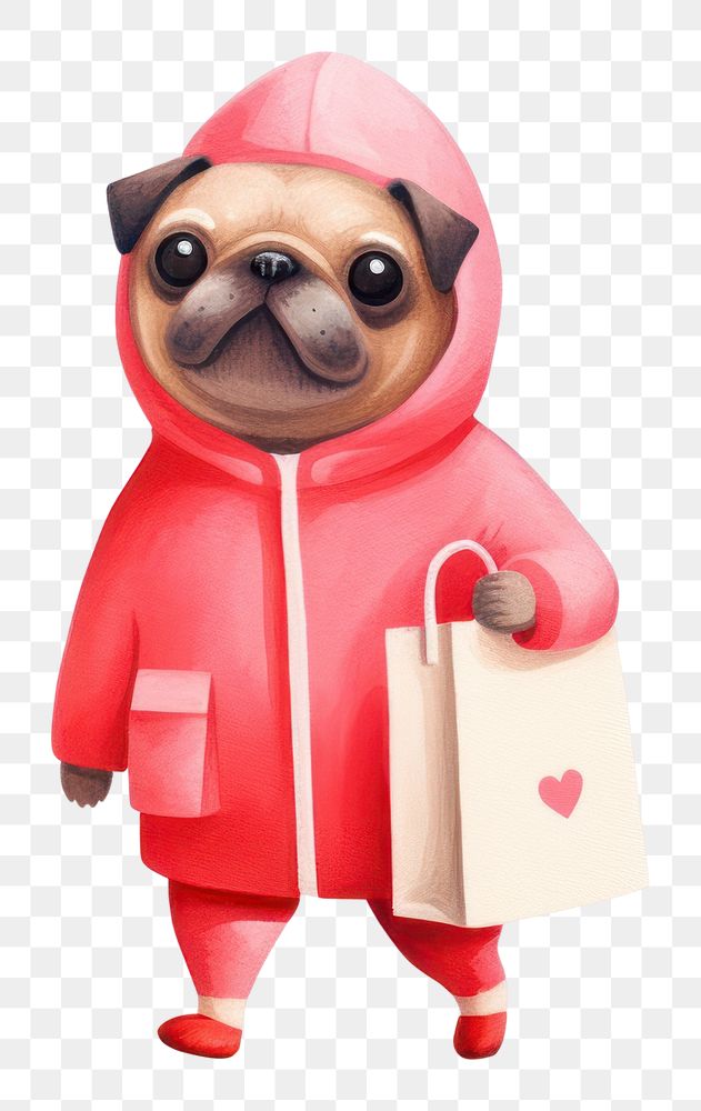 PNG Pug dog carrying gift mammal cute pet. AI generated Image by rawpixel.