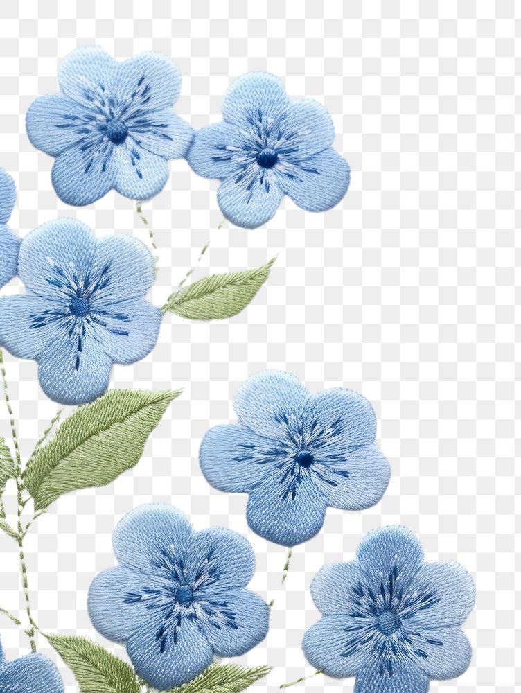 PNG Little blue Hydrangeas pattern embroidery flower. AI generated Image by rawpixel.