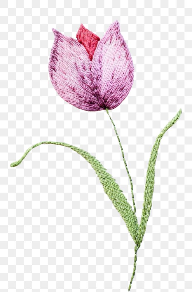 PNG Little Tulip embroidery blossom pattern. AI generated Image by rawpixel.