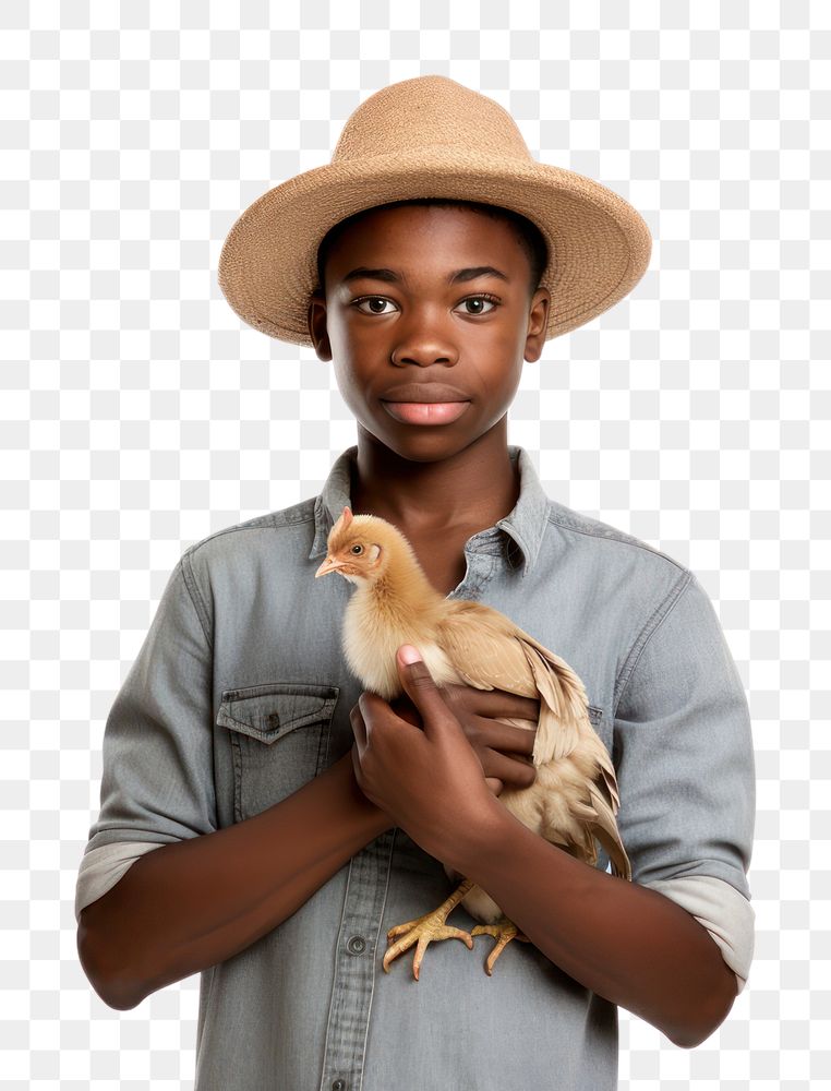 PNG  Farmer boy portrait animal photo. AI generated Image by rawpixel.