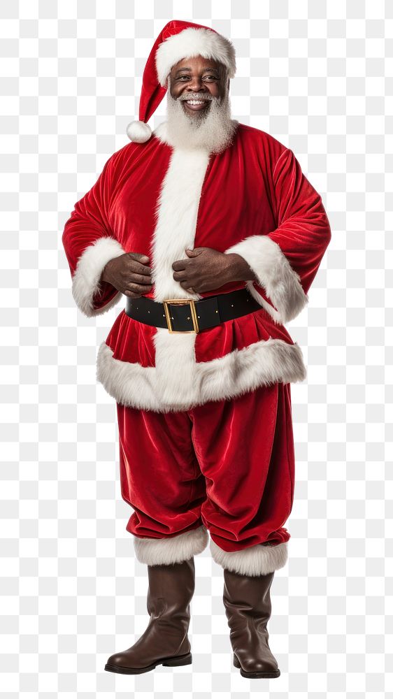 PNG  African Santa Claus christmas costume smiling. AI generated Image by rawpixel.