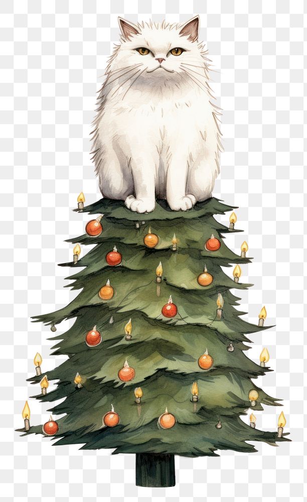 PNG Christmas tree cartoon mammal. AI generated Image by rawpixel.