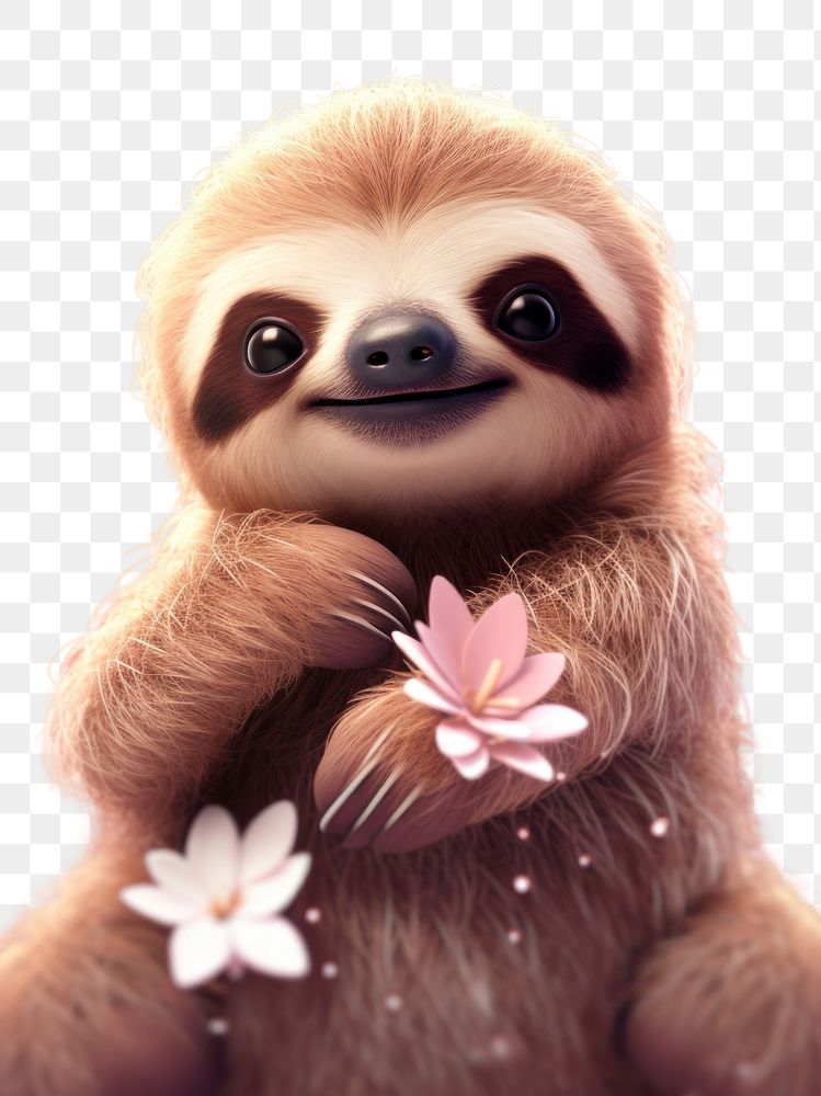 PNG Cute baby sloth animal wildlife cartoon. AI generated Image by rawpixel.