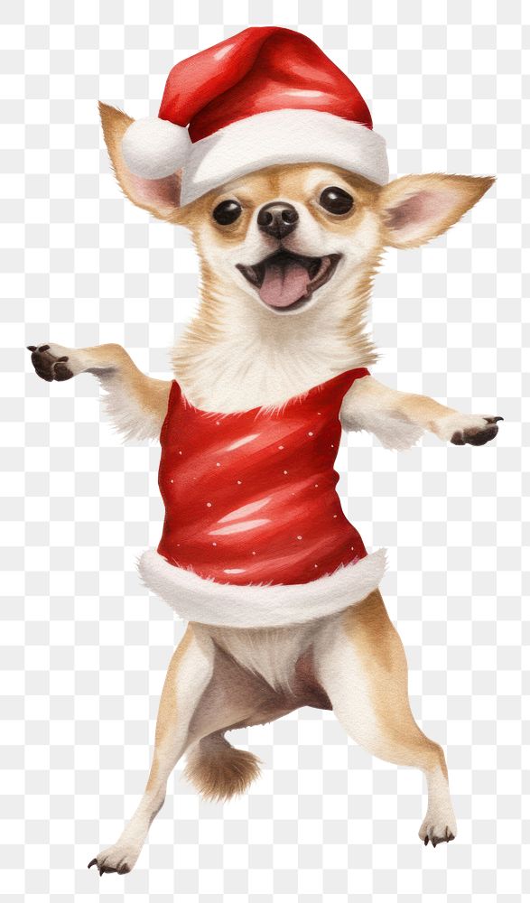 PNG Dog dancing pet chihuahua christmas. AI generated Image by rawpixel.