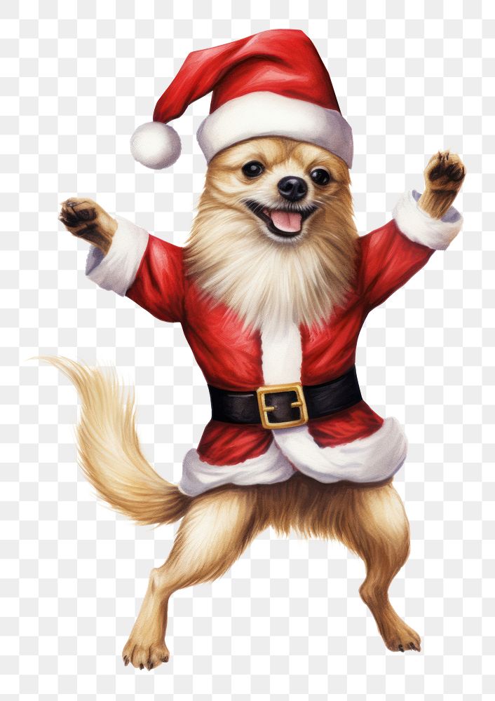 PNG Dog dancing pet christmas costume. AI generated Image by rawpixel.
