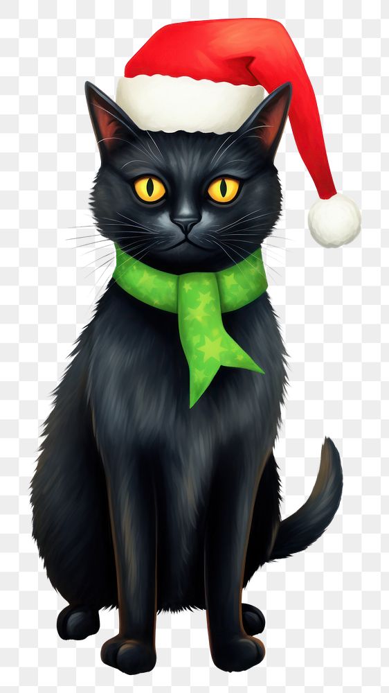 PNG Black cat pet christmas mammal. AI generated Image by rawpixel.