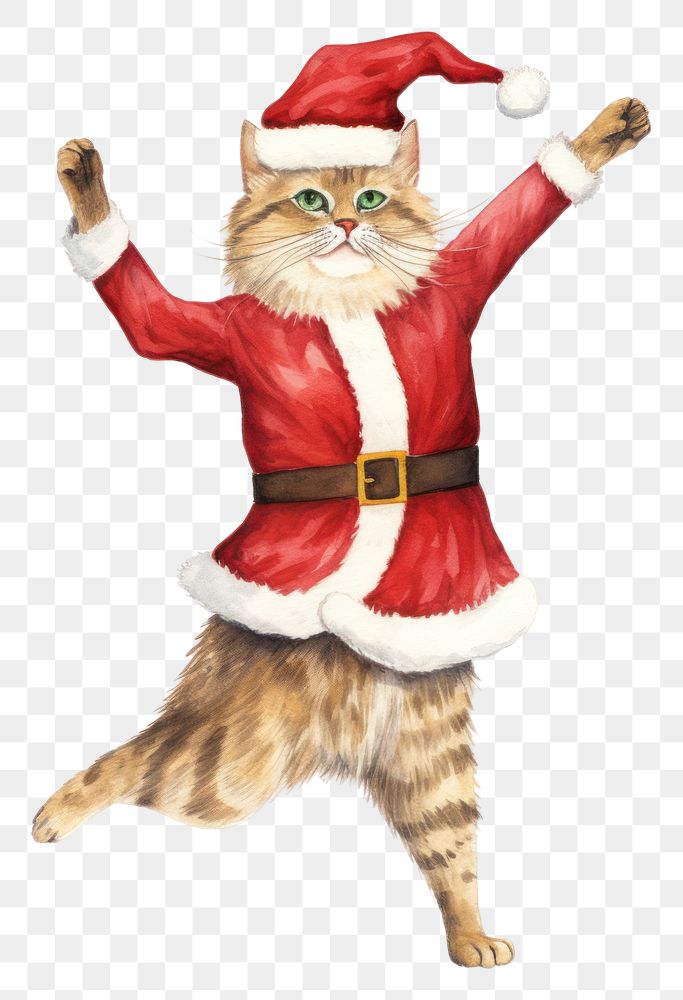 PNG Cat dancing pet christmas drawing. AI generated Image by rawpixel.