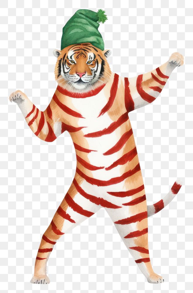 PNG Tiger dancing costume animal mammal. AI generated Image by rawpixel.