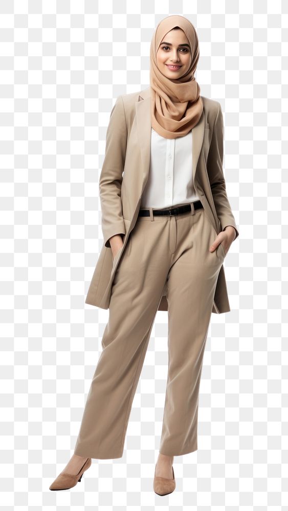 PNG Portrait clothing hijab khaki. AI generated Image by rawpixel.