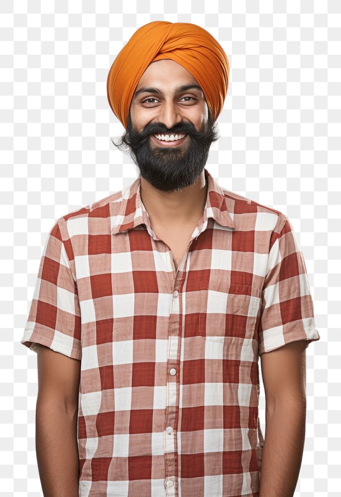 PNG  Smiling sikh man shirt turban adult. AI generated Image by rawpixel.