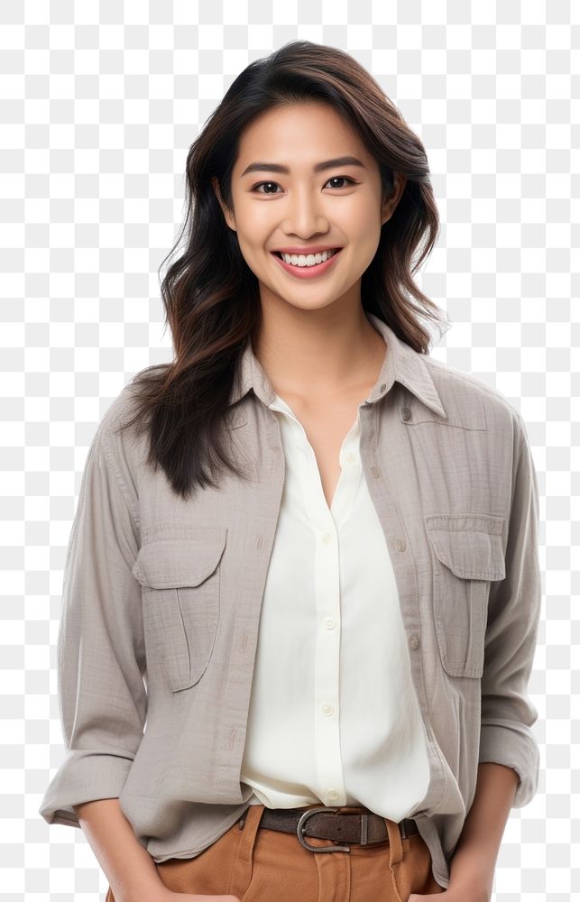 PNG  Smiling south east asian woman portrait blouse smile. AI generated Image by rawpixel.
