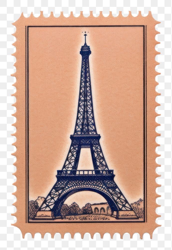 PNG Eiffel architecture postage stamp building. AI generated Image by rawpixel.